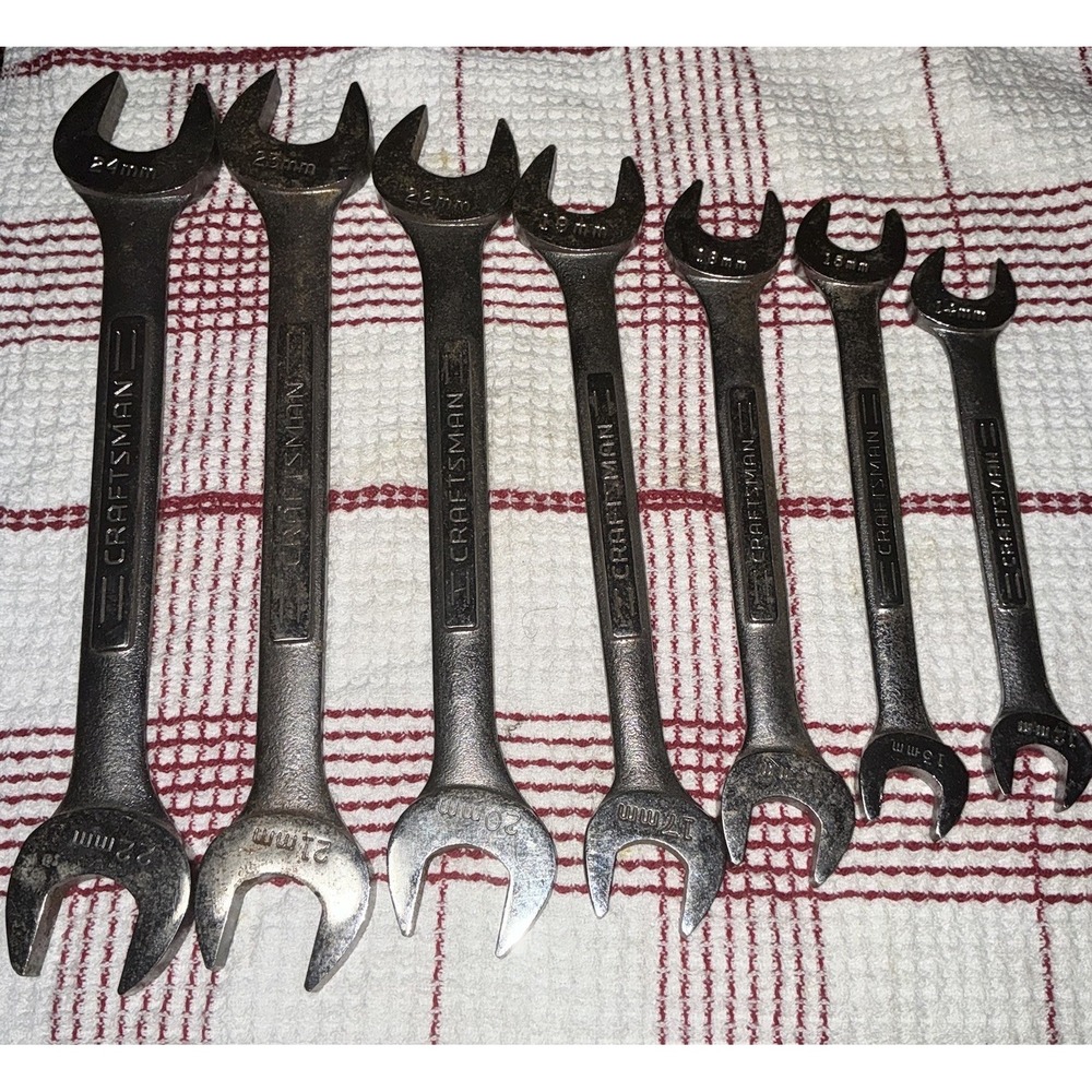 CRAFTSMAN V & VV 7 PIECE DOUBLE OPEN END WRENCH SET 12MM TO 24MM